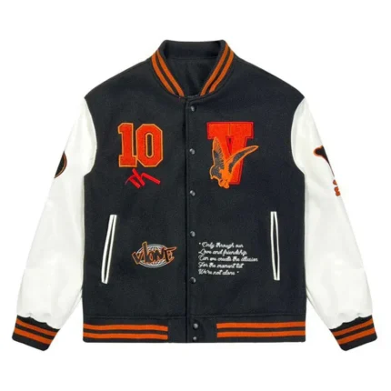 Black Vlone Embroidered Baseball Jacket